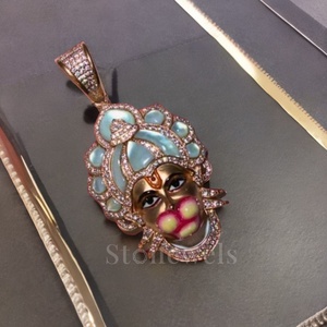 จี้ zircon รูปหนุมานสีเงินสเตอร์ลิง925กล่องเครื่องประดับทางศาสนาสำหรับงานแต่งงานงานหมั้น - Product Image 3