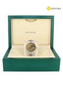 Moissanite Sunburst dial Watch-สีน้ำตาล, นาฬิกาเพชรทำด้วยมือ100% สไตล์ฮิปฮอปเพชรเย็นจากอินเดีย - Product Image 5