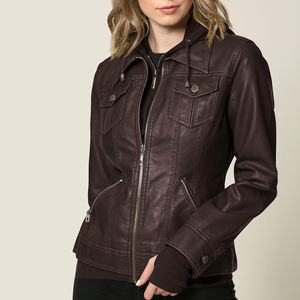 Veste de moto en cuir PU de haute qualité Style décontracté d'hiver avec col montant imperméable et coupe-vent - Product Image 5