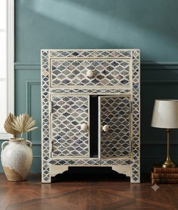 Natural Crafts Handmade Bone <b>Mosaic</b> Cabinet Geometric Pattern Modern Imitation Home Decor Rectangular Storage Furniture Real - Product Image 1