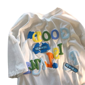 T-shirts Hip Hop sérigraphie en mousse personnalisée 100% coton surdimensionné doux impression 3D bouffante décontracté col rond vente en gros - Product Image 6