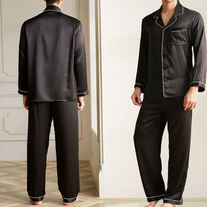 Conjunto de Pijama de Satén de Alta Calidad para Hombre, 2 Piezas, Camisa con Cuello de Solapa y Pantalones, Transpirable, Calidad de Exportación - Product Image 6