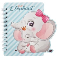 Carnet d'école mignon avec spirale, motif éléphant, carnet de poche rose, bloc-notes, pages lignées, journal, bloc-notes de 4 couleurs