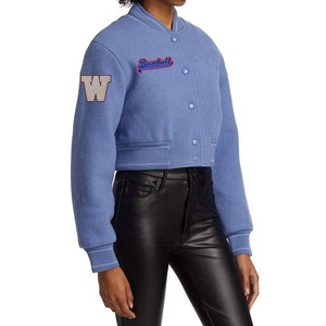 Wholesale Hot Selling Custom Crop Varsity Chenille Patch Embroidered Varsity <b>Jacket</b> Women's <b>genuine</b> <b>leather</b> <b>jacket</b> - Product Image 6