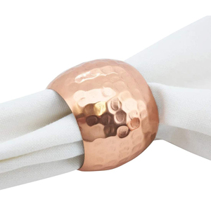 Anneaux de serviette en métal martelé en cuivre porte-serviettes ronds de luxe décoration de dîner spécial de fête de mariage de table - Product Image 1