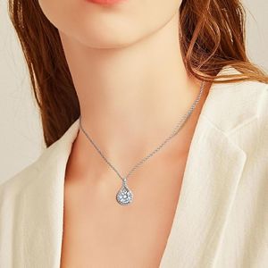 Pendant <b>Necklace</b> <b>for</b> Women, Wedding Gift 18K White Gold Plated Silver Diamond <b>Necklace</b> <b>for</b> <b>Wife</b> Mother Her - Product Image 4