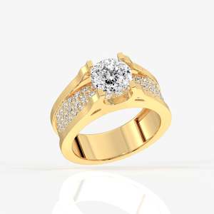 Bruce Men's 14K Gold <b>Ring</b> IGI Certified Lab Grown Asscher Radiant Emerald Oval Cut for Engagement Portuguese Cut Lab Grown - Product Image 2