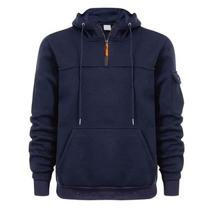 Sudaderas con Capucha de Algodón de Alta Calidad para Hombre, con Cierre de Cremallera de un Cuarto, Diseño Estampado, Gruesas - Product Image 1