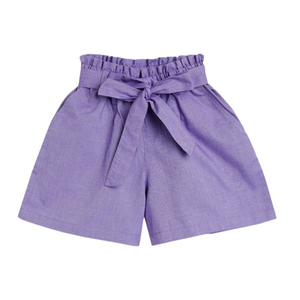 New Design Chambray <b>Shorts</b> Mid Waist Cotton for Purple&<b>Pink</b> Clothing Breathable Knitted Worested Solid - Product Image 4