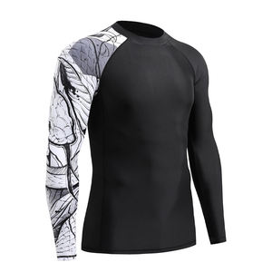 Rush Guard Jiu Jitsu MMA BJJ logotipo personalizado camisa de compresión al por mayor hecho Spandex hombres niños manga corta Rashguard - Product Image 6