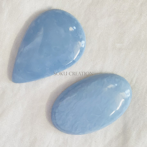 คู่โอปอลสีฟ้าธรรมชาติอัญมณีหลวมสำหรับทำเครื่องประดับทำด้วยมือ