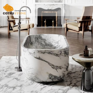 Premium bianco Calacatta in marmo Freestanding vasca da bagno con venature squisite modelli per hotel di lusso <span class=keywords><strong>e</strong></span> <span class=keywords><strong>terme</strong></span> - Product Image 3