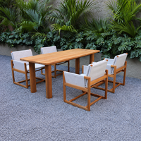 Juego de Comedor de Teca para Exteriores para Hoteles y Restaurantes, Sillones de Tela Impermeable para Exteriores, Muebles Personalizados OEM