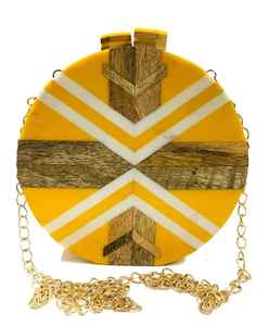 Round Shape Wooden Resin <b>Clutch</b> <b>Gold</b> Plated Luxury Butterfly Solid Charm <b>Clutch</b> Complete Set Women's Wedding Creative Design - Product Image 1