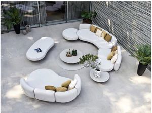 Luxury Outdoor Teak Wood Sectional <b>Sofa</b> Set Weatherproof Fabric Patio Lounge Couch Modern <b>Garden</b> Resort Hotel Furniture - Product Image 5