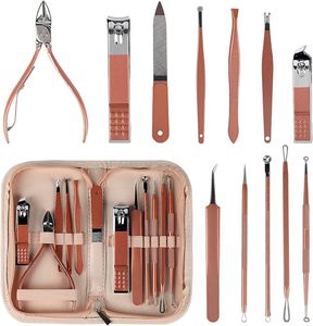 Ensemble de 12 pièces de luxe pour manucure et pédicure, extracteur de points noirs, traitement de l'acné, coupe-ongles en acier inoxydable, best-seller - Product Image 6