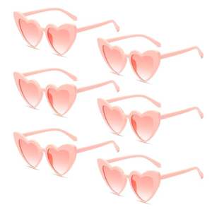 Lunettes de soleil rétro en forme de cœur vert Meleager, lot de 6, protection UV400, monture PC, pour femmes, fêtes, mariages, carnavals, Halloween - Product Image 1