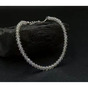 Pulsera de Cuentas de Diamantes Blancos Transparentes con Detalles en Oro/Plata, Elegantes Pulseras y Brazaletes de Diamantes - Product Image 2