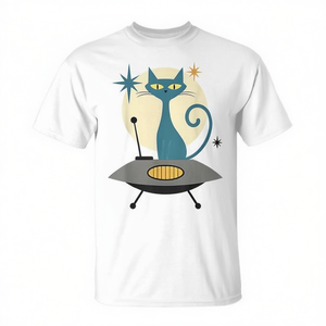 T-shirt promozionale Mid Century Modern UFO Cat Retro Futuristic - Product Image 2