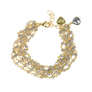 Bracelet perlé en labradorite mystique et jonc élégant faits main aux États-Unis pour femme, à porter au quotidien, avec effets de changement de couleur séduisants - Product Image 1