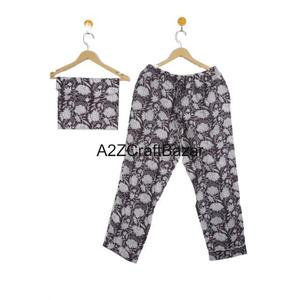 Conjunto de Pijama de Algodón con Estampado Floral Hecho a Mano: Traje de Dormir con Estampado de Jaipur Hecho a Mano, 100% Tela de Algodón Puro para Mujeres y Niñas - Product Image 4