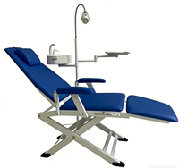 Fauteuil dentaire pliable portable avec égouttoir, lampe LED et plateau à instruments en option pour usage clinique