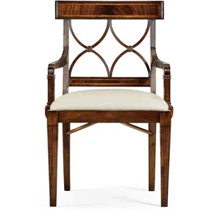 Ensemble <span class=keywords><strong>de</strong></span> 2 fauteuils à dossier haut - Chaises d'appoint <span class=keywords><strong>en</strong></span> acajou sculpté et rembourrées - Product Image 4