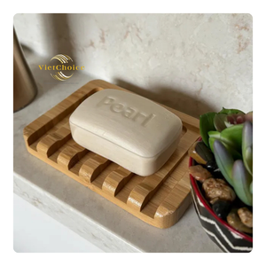 Bandeja de encimera de madera de bambú biodegradable ecológica de bajo precio, jabonera pequeña autodrenante para uso en baño y cocina - Product Image 1