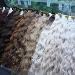 Extensions de cheveux humains bruts vietnamiens à pointe plate, prix d'usine, fabriqués à la kératine italienne, ondulés naturels de 50 à 60cm - Product Image 1