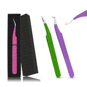 Extensiones de pestañas con punta de diamante desempolvada profesional, pinzas de acero inoxidable, capas finas gruesas, Punta puntiaguda - Product Image 6