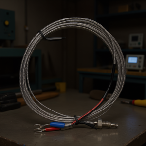 Thermocouple <b>Probe</b> Type K 2 Meter Metal Sheathed With Connectors For <b>Temperature</b> Sensing - Product Image 3