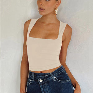 Venta al por mayor de las mujeres personalizadas de punto camisetas sin mangas de algodón Casual verano Streetwear OEM/ODM fábrica de tallas grandes disponibles - Product Image 3