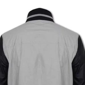 Green varsity <b>jacket</b> <b>men</b> <b>White</b> sleeve preppy <b>jacket</b> Turn-down collar polyester Single breasted autumn wear - Product Image 2