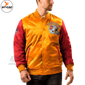 Nom et numéro de l'équipe de conception personnalisée blouson aviateur de démarrage blousons aviateur en satin brodé prix de gros - Product Image 3