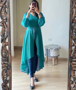 Nueva llegada étnica Faux Georgette listo Kurtis para las mujeres de talla grande Casual fiesta Festival desgaste indio y paquistaní ropa - Product Image 1