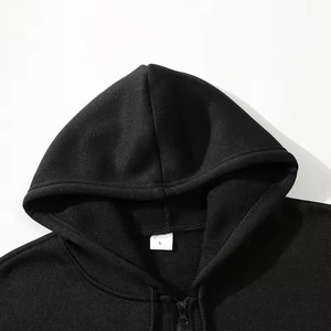 Sudadera con capucha personalizada negra con cremallera frontal, diseño de letras impresas, unisex, informal, de forro polar, para otoño. - Product Image 5