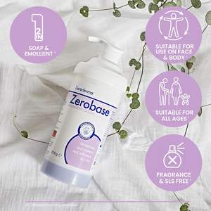 Crème émolliente 2 en 1 Zeroderma Zerobase 500g, hydratant et substitut de savon pour le visage - Product Image 3