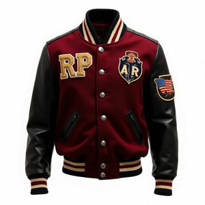 Veste bomber en cuir et laine en gros d'usine, unisexe, OEM ODM, haute qualité, printemps, imperméable, coupe-vent, fournisseur - Product Image 4