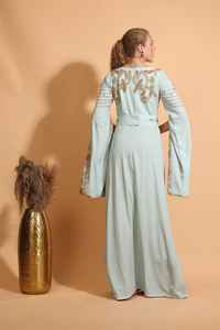 Moroccan Kaftan Gown for <b>Plus</b> <b>Size</b> Women Embroidered <b>Dress</b> with 3D Pattern Front Logo Natural Waistline ODM Supply - Product Image 2