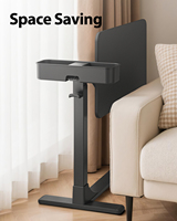 Table de chevet SAIJI avec roulettes mobiles, hauteur 360 °   Table d'appoint réglable en hauteur pour ordinateur portable, support de rangement, plateau TV