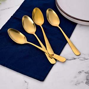 Juego de Cucharas de Café de Acero Inoxidable Ecológicas Sunlit Gold, Diseño Moderno para Bodas y Fiestas, Utensilios con Acabado Espejo para Mesa - Product Image 1