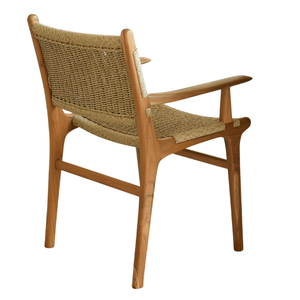 Modern Natural Teak Frame <b>Dining</b> <b>Chair</b> with Handwoven <b>Rattan</b> Seat and Backrest Eco-Friendly for Apartment Use - Product Image 6
