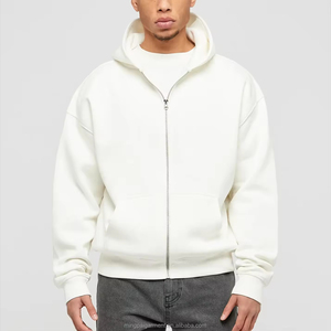 Sweat à capuche zippé Boxy personnalisé 100% coton lavé style vieilli vêtement vierge pour les déplacements urbains festivals de musique - Product Image 2