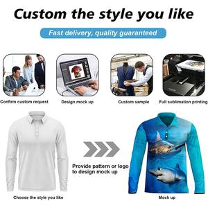 Séchage rapide Upf 50 manches longues Huk protection Uv Sublimation personnalisé Polyester vierge Performance vente en gros chemise de pêche pour hommes - Product Image 6