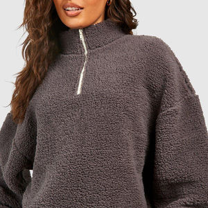 Sudadera con capucha y media cremallera de gran tamaño con hombros caídos manga larga cuarto 1/4 cremallera pulóver invierno cuello alto Sudadera con capucha - Product Image 3