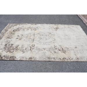 Vintage 5.4x9.1 ft Rug, Large Turkish Rug, White <b>Brown</b> Patchwork Rug - Product Image 3