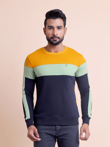 Premium alta calidad 100% algodón cómodo Loopknit corte y coser manga completa cuello redondo sudadera - Product Image 2