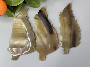 Peine Antiestático de cuerno de búfalo marrón Natural tallado náutico herramienta de masaje de cabeza de mediana edad portátil impermeable al por mayor - Product Image 2