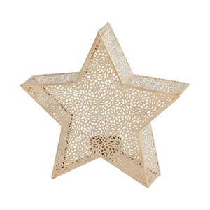 Photophore en métal étoile dorée de luxe pour le prix de décoration de restaurant de mariage à la maison de Noël - Product Image 5