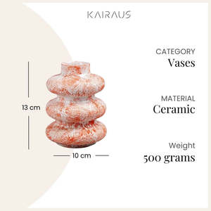 แจกันเซรามิกทรงสามวงแหวนสีส้มไหม้สไตล์อาร์ตเดโค แจกันพอร์ซเลนทรงสูงสำหรับตกแต่งบ้านเคลือบด้านสไตล์จีนสำหรับใช้ภายใน - Product Image 5
